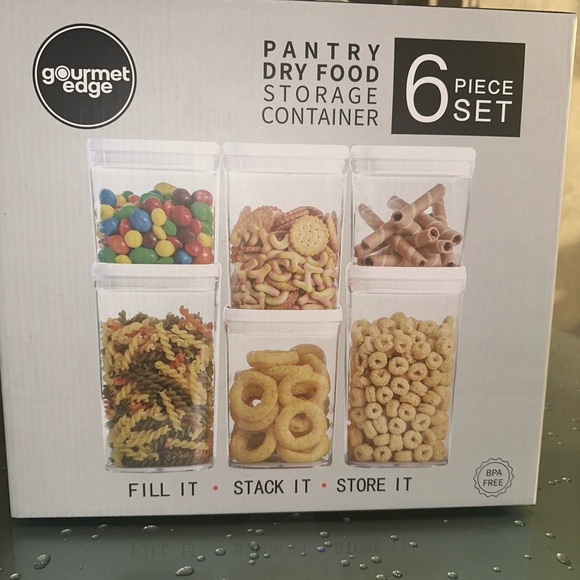 6pc, Gourmet Edge BPA free Dry Food Pantry Organizer Container Set - Picture 2 of 4